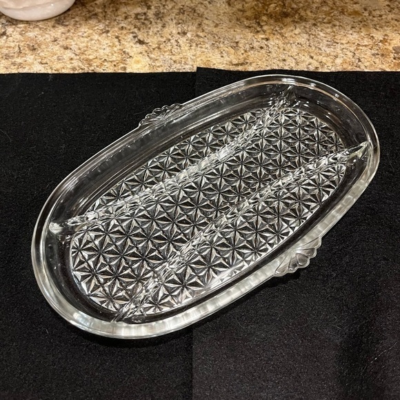 Vintage 3 Section Indiana Glass Condiment Dish Tray - Picture 4 of 15